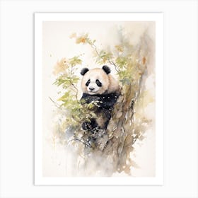 Panda Art Painting Watercolour 4 Art Print