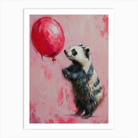 Cute Badger 2 With Balloon Art Print