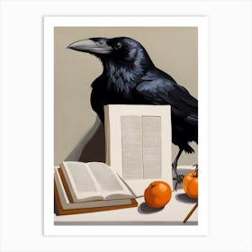 Crow And Oranges Art Print