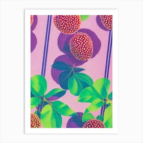 Lychee Risograph Retro Poster Fruit Art Print