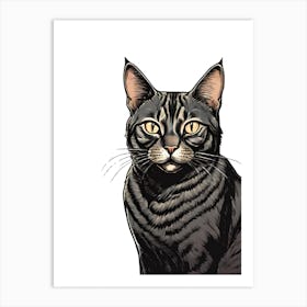 Black Tabby Cat Art Print