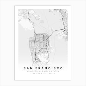 San Francisco California White Map Art Print