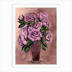 Purple Roses In A Vase 9 Art Print