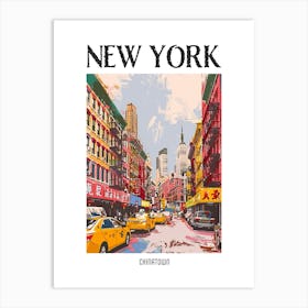 Chinatown New York Colourful Silkscreen Illustration 4 Poster Art Print