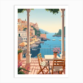 Amalfi Coast, Italy, Graphic Illustration 2 Art Print
