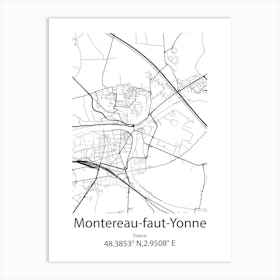 Montereau Faut Yonne,France Minimalist Map Affiche