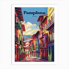 Pamplona Spain Colorful Art Illustration Art Print