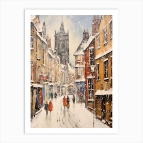 Vintage Winter Painting Durham United Kingdom 1 Art Print