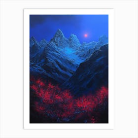 Red Trees At Night Art Print