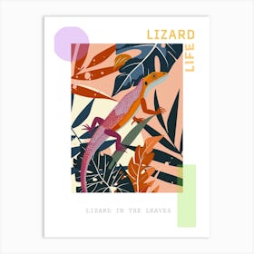 Lizard In The Leaves Modern Abstract Illustration 4 Poster Art Print