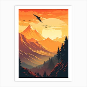 Sunset In The Mountains 5 Art Print