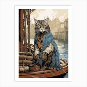 A Cat On A Medieval Ship 3 Art Print