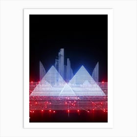 Abstract Cyber Concept Retro Futuristic Geometric Shapes Dots And Lines Creating A Digital Wave I 2 1 Art Print