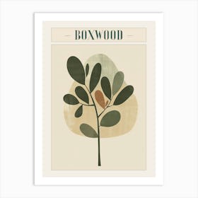 Boxwood Tree Minimal Japandi Illustration 4 Poster Art Print