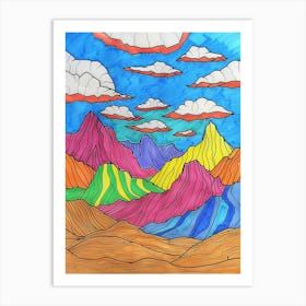 Rainbow Mountains Royalty Free Illustration Art Print