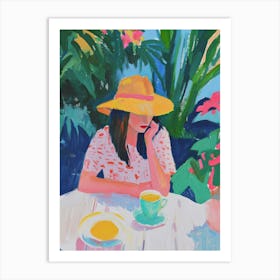 Lady in Hat Gouache Painting Art Print