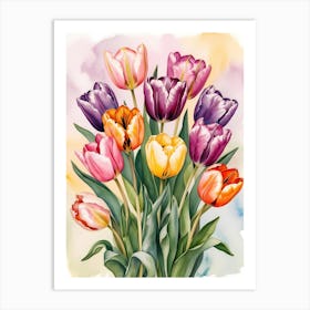 Watercolor Tulips Art Print