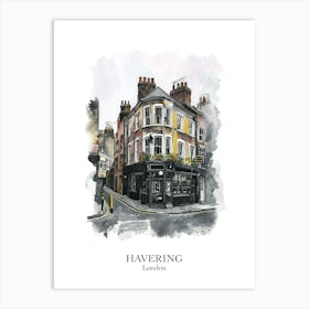 Havering London Borough   Street Watercolour 4 Poster Art Print