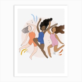 Three Women Dancing On The Moon Art Print