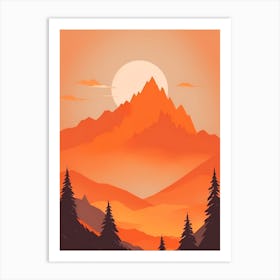 Misty Mountains Vertical Composition In Orange Tone 189 Art Print