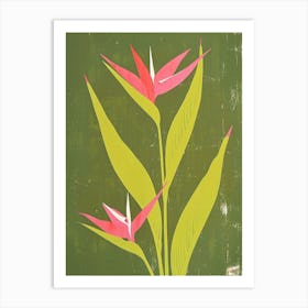 Pink & Green Bird Of Paradise 2 Art Print