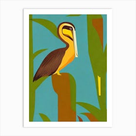 Brown Pelican Midcentury Illustration Bird Art Print