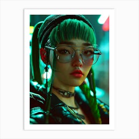 girl with green hair Art Print