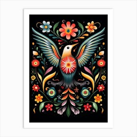 Folk Bird Illustration Hummingbird 4 Art Print