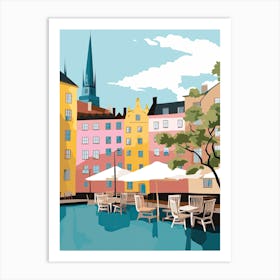 Stockholm, Sweden, Flat Pastels Tones Illustration 2 Art Print