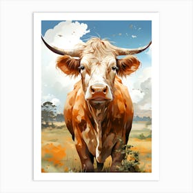 Countryside Charm Cow In The Meadow Art Print