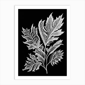 Pennyroyal Leaf Linocut 3 Art Print