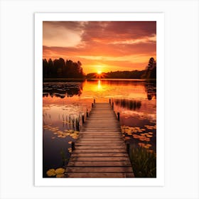 Sunset Over A Lake Art Print