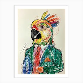 Parrot In Suit Art Print