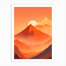 Misty Mountains Vertical Composition In Orange Tone 97 Art Print