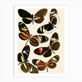 Vintage Butterflies In Flight Art Print