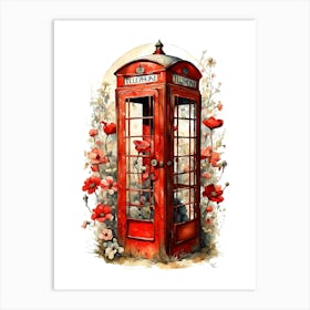 Telephone Box Telephone Flowers Public Nature Communication Vintage London Art Print