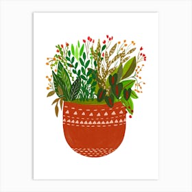 Rust Potted Plants Art Print