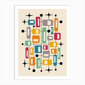 Mid Century Modern Atomic Abstract Art Print