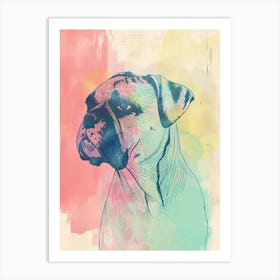 Bulldog Watercolour Line Illustration Art Print