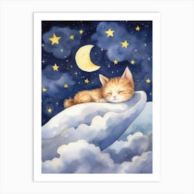 Baby Kitten 11 Sleeping In The Clouds Art Print