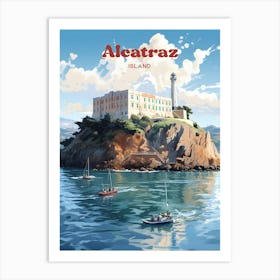 Alcatraz San Francisco California United States Travel Illustration Art Print