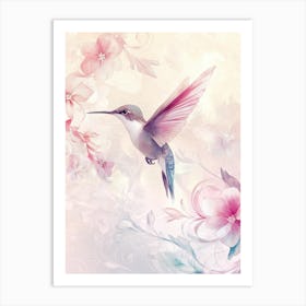 Hummingbird 1. Pastel and watercolor style. Art Print