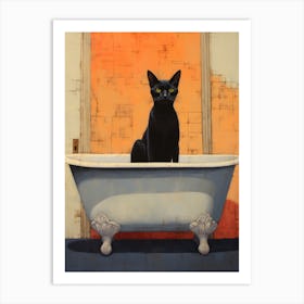 Black Cat In Bathtub 6 Art Print