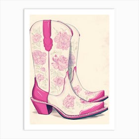 Pink Cowboy Boots 9 Art Print