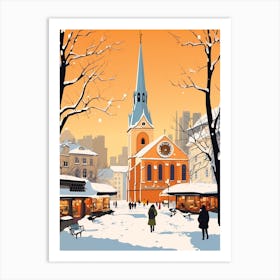 Retro Winter Illustration Munich Germany 1 Art Print