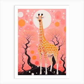 Giraffe With The Acacia Trees 4 Art Print