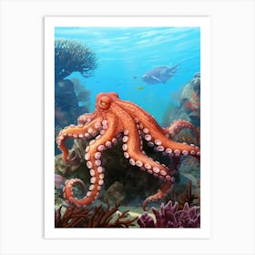 Giant Pacific Octopus Illustration 2 Art Print