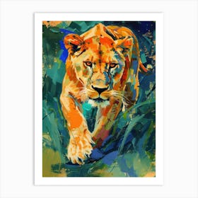 Masai Lion Lioness On The Prowl Fauvist Painting 3 Art Print