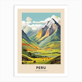 Rainbow Mountain Peru 2 Vintage Hiking Travel Poster Art Print