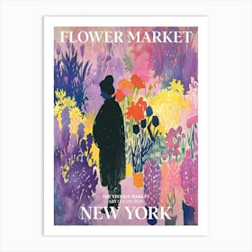 Vintage Flower Market Painting New York Art Print